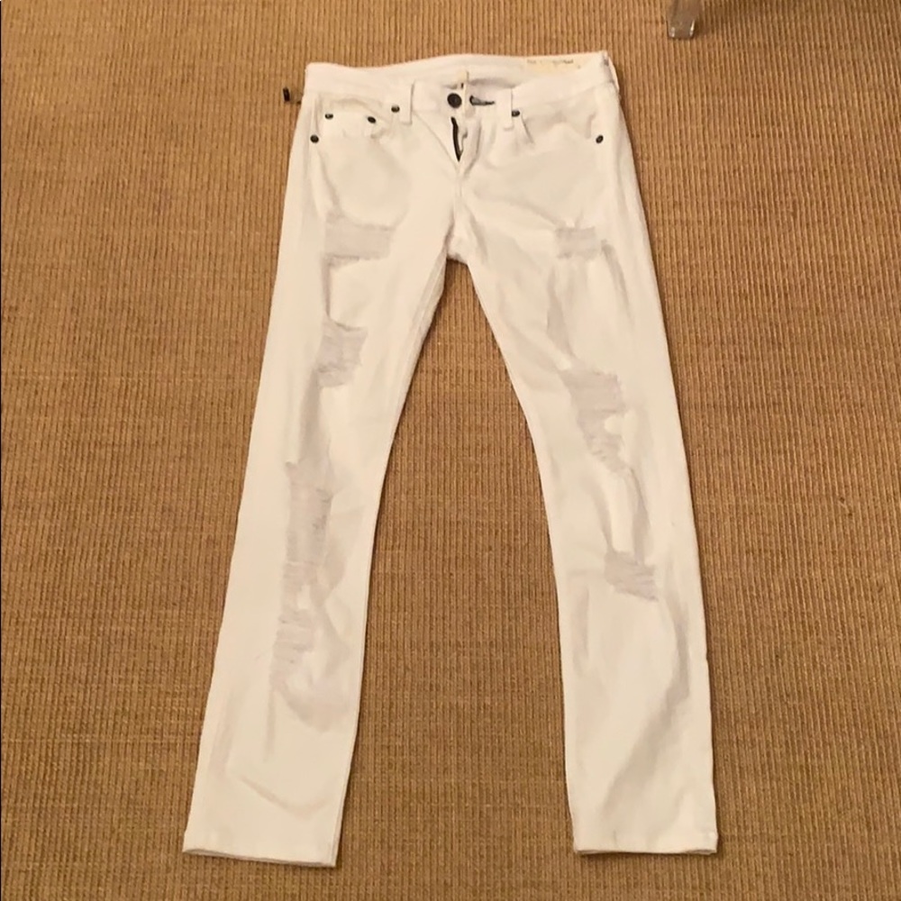 Rag&bone skinny ripped white jeans